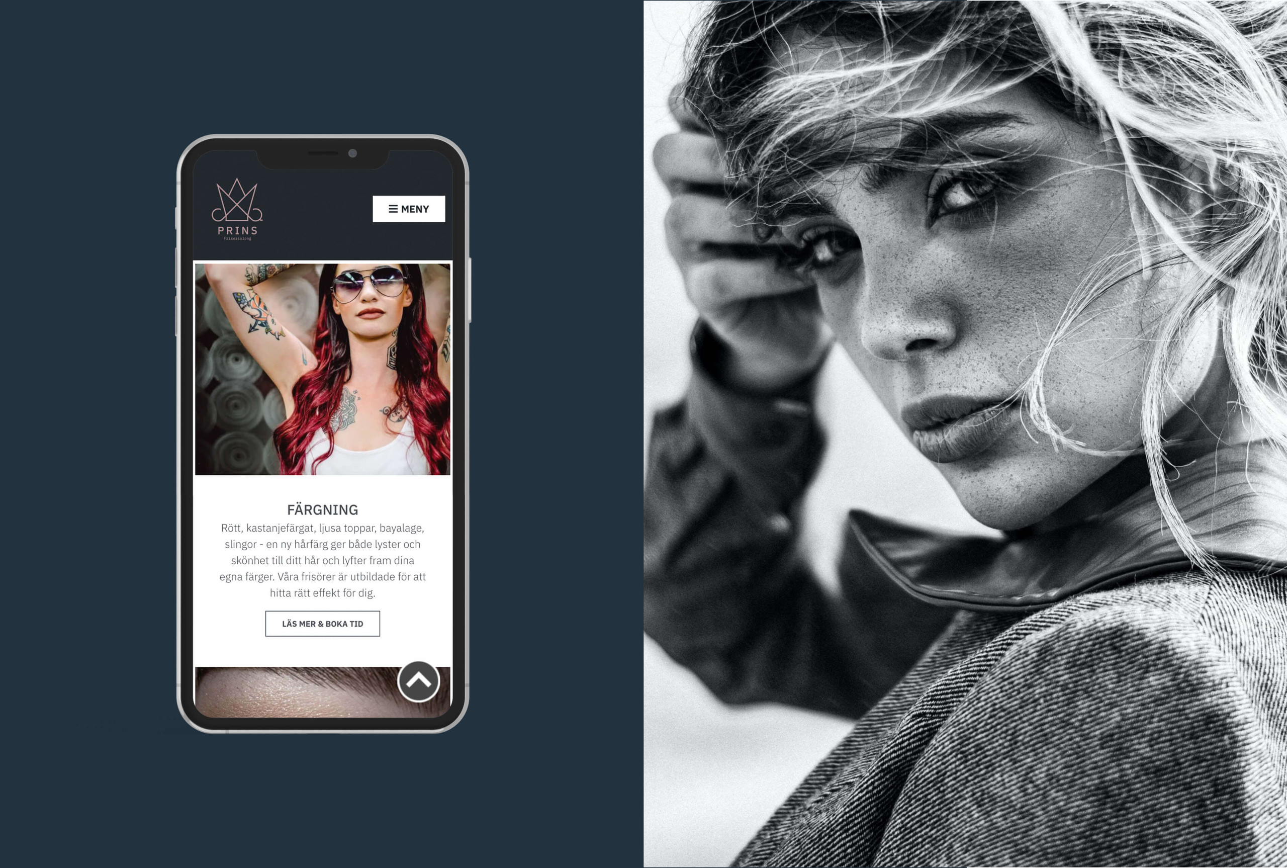 Prins Frisersalong: mockup mobilvy